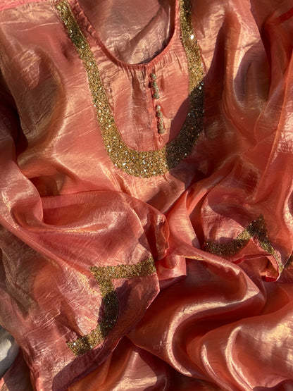 Handwork Crush Tissue silk suit