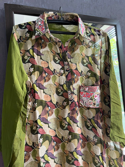 Floral organza handwork coordset