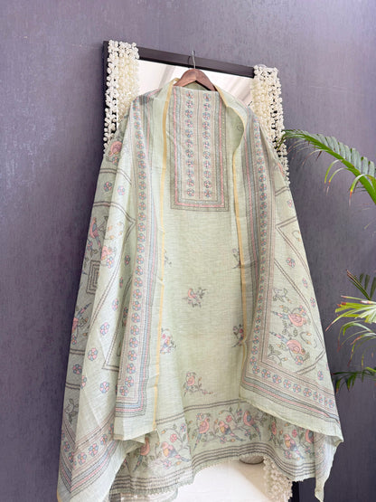 Linen handwork birds suit