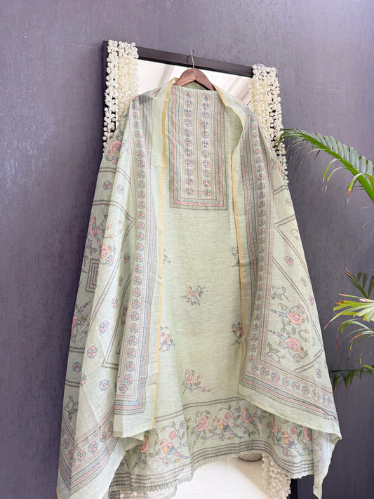 Linen handwork birds suit