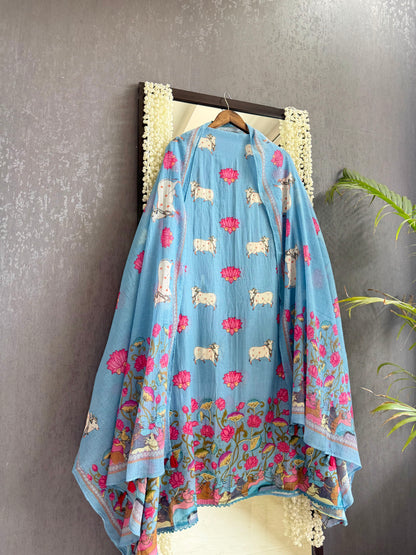 Mulmul cotton pichwai suit