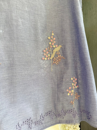 Luxurious Mul chanderi schiffili peacock suit