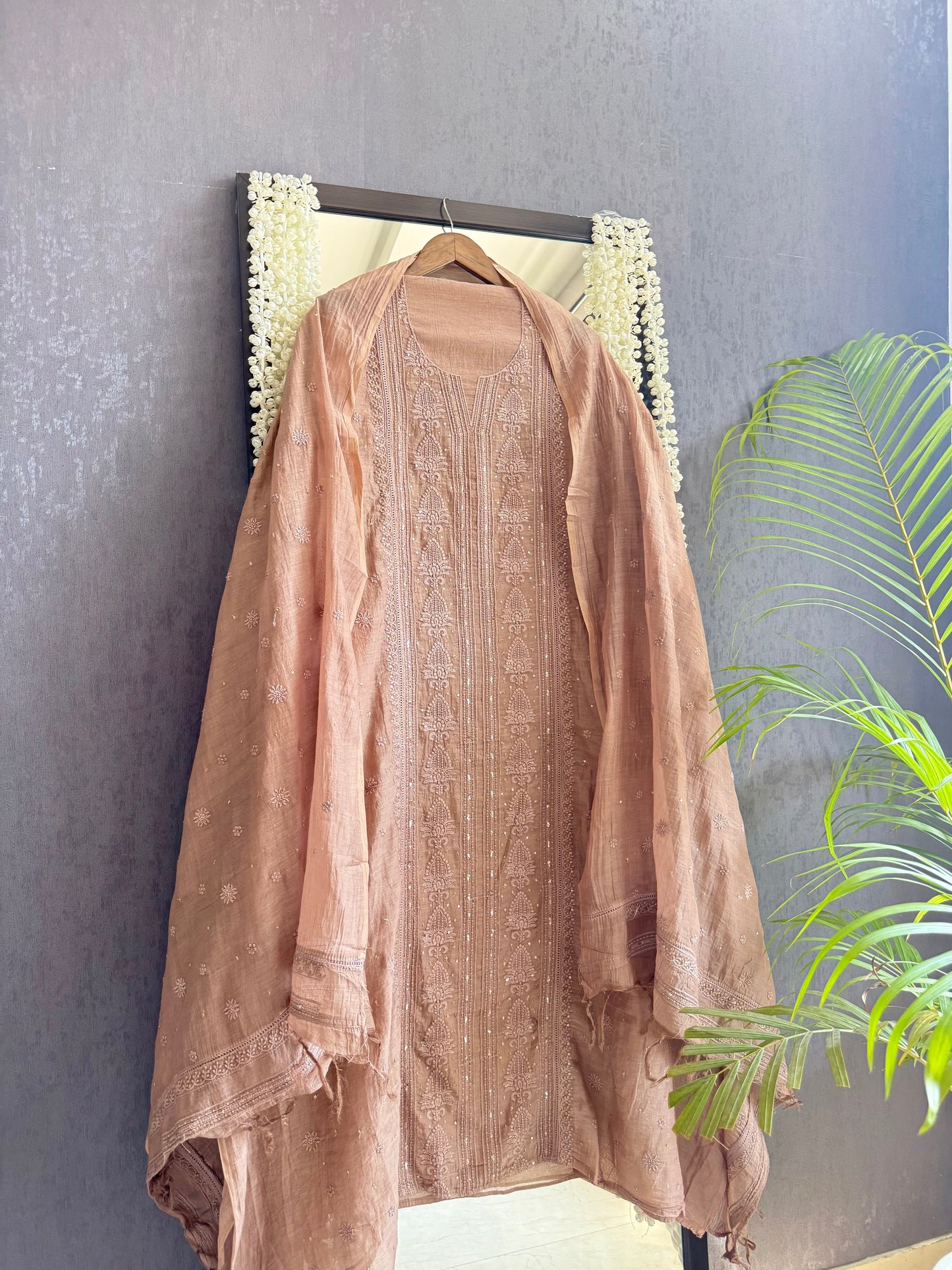 Luxurious Mul chanderi lucknowi handwork suit