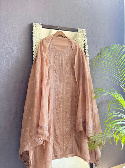 Luxurious Mul chanderi lucknowi handwork suit