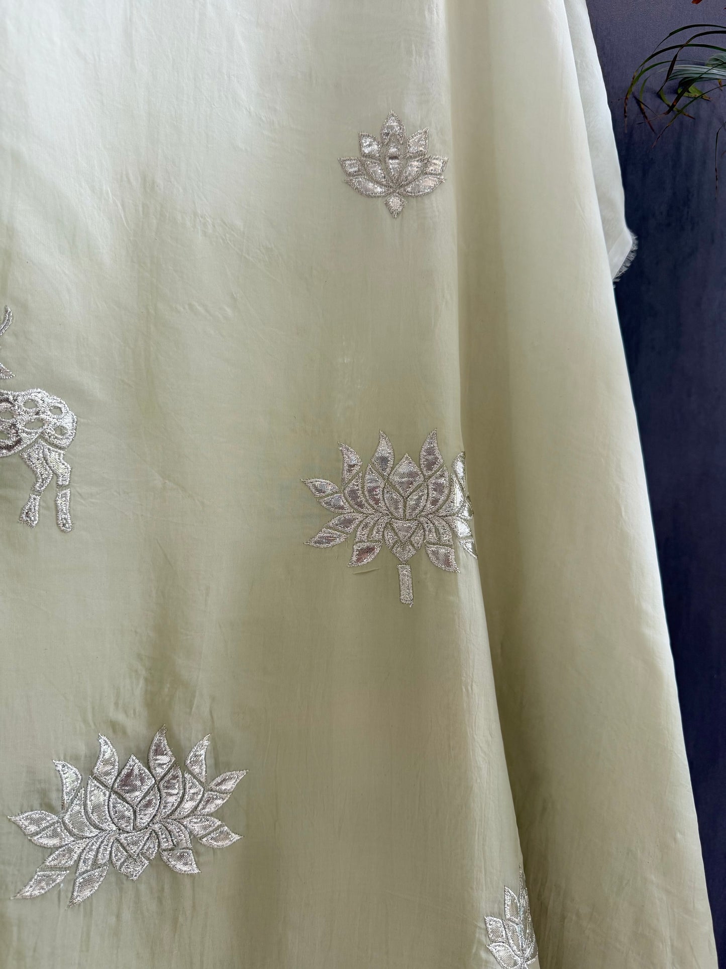 Luxurious organza gota appliqué work suit