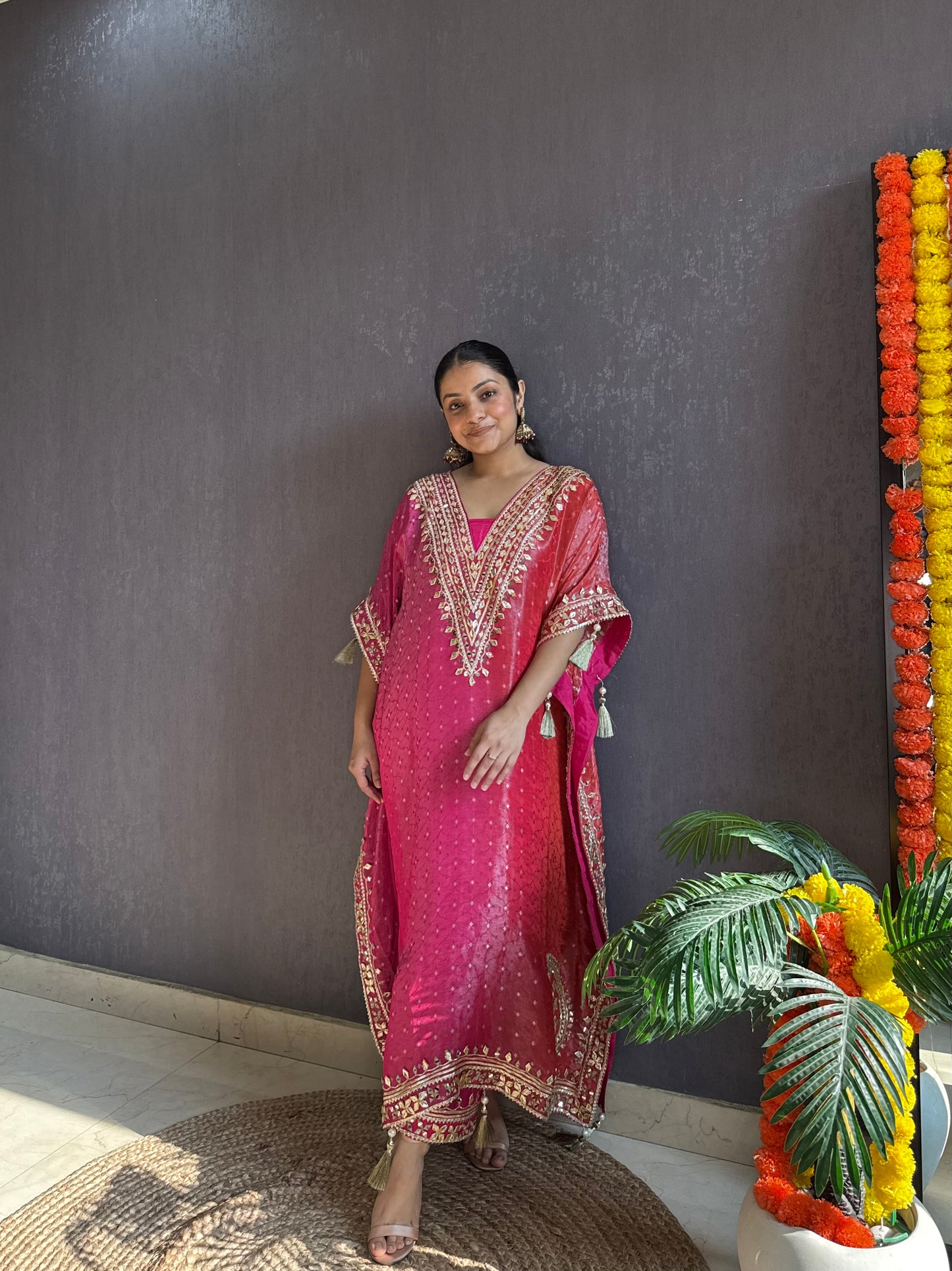Luxurious ombré kaftan gotapatti set