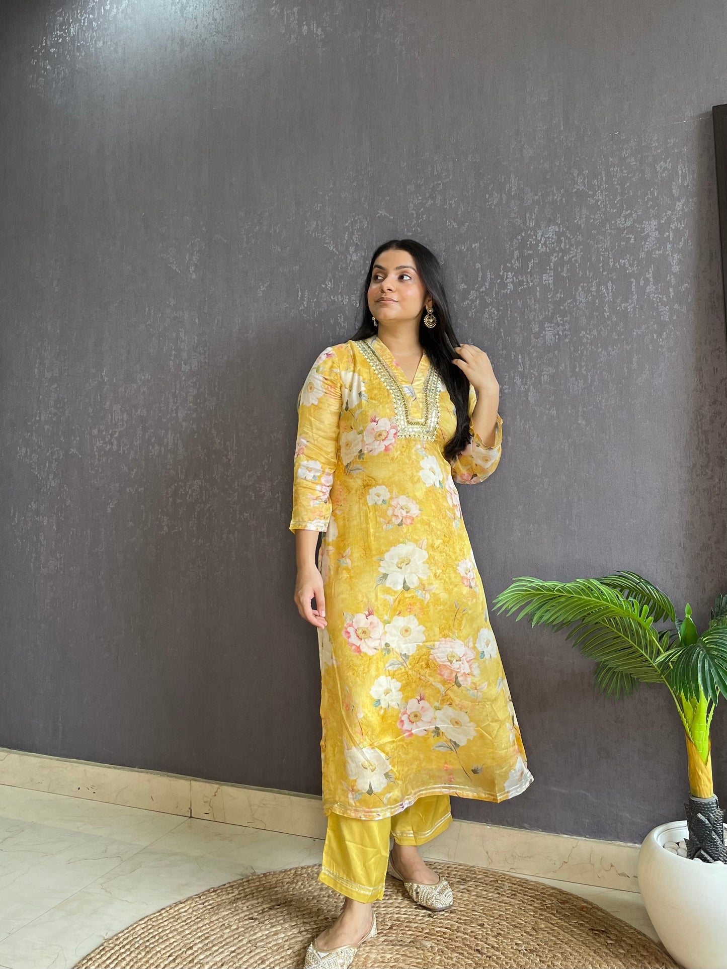 Chinon floral handwork Kurta sets
