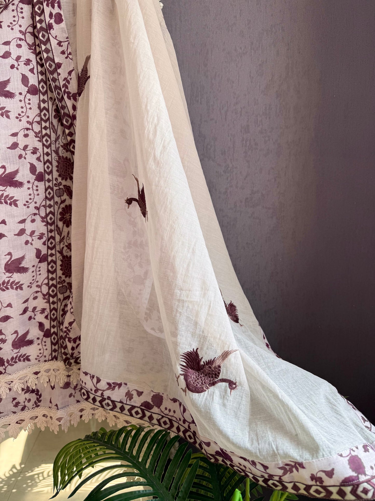 Luxurious Mul chanderi swans suit