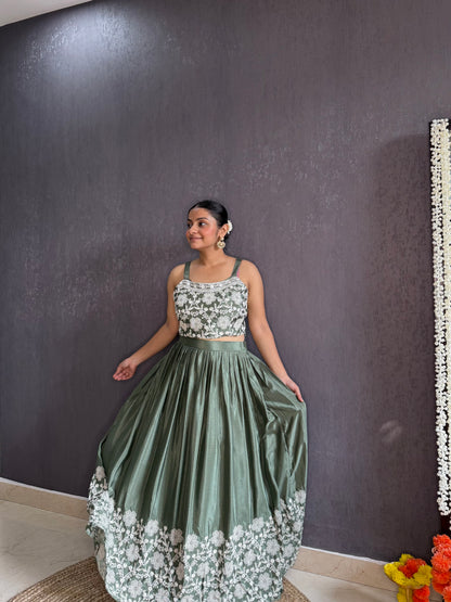 Lehenga jacket lucknowi embroidered dress