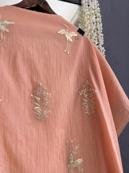 Luxurious Mul chanderi appliqué work suit