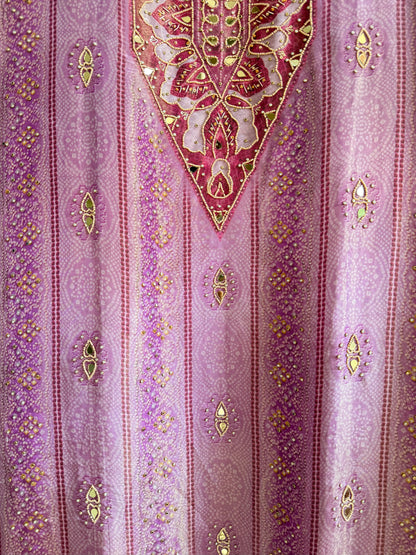 Luxurious bandhani hearts kundan suit