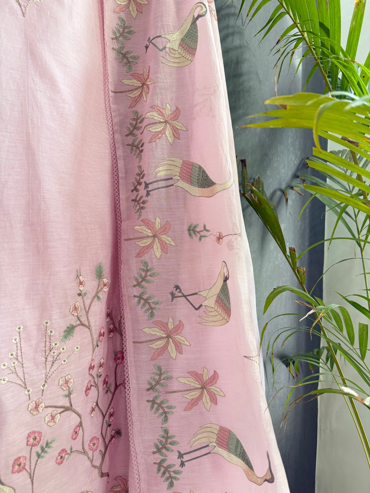 Luxurious Mul chanderi flamingos suit