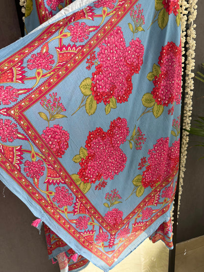 Mulmul cotton bougainvillea suit