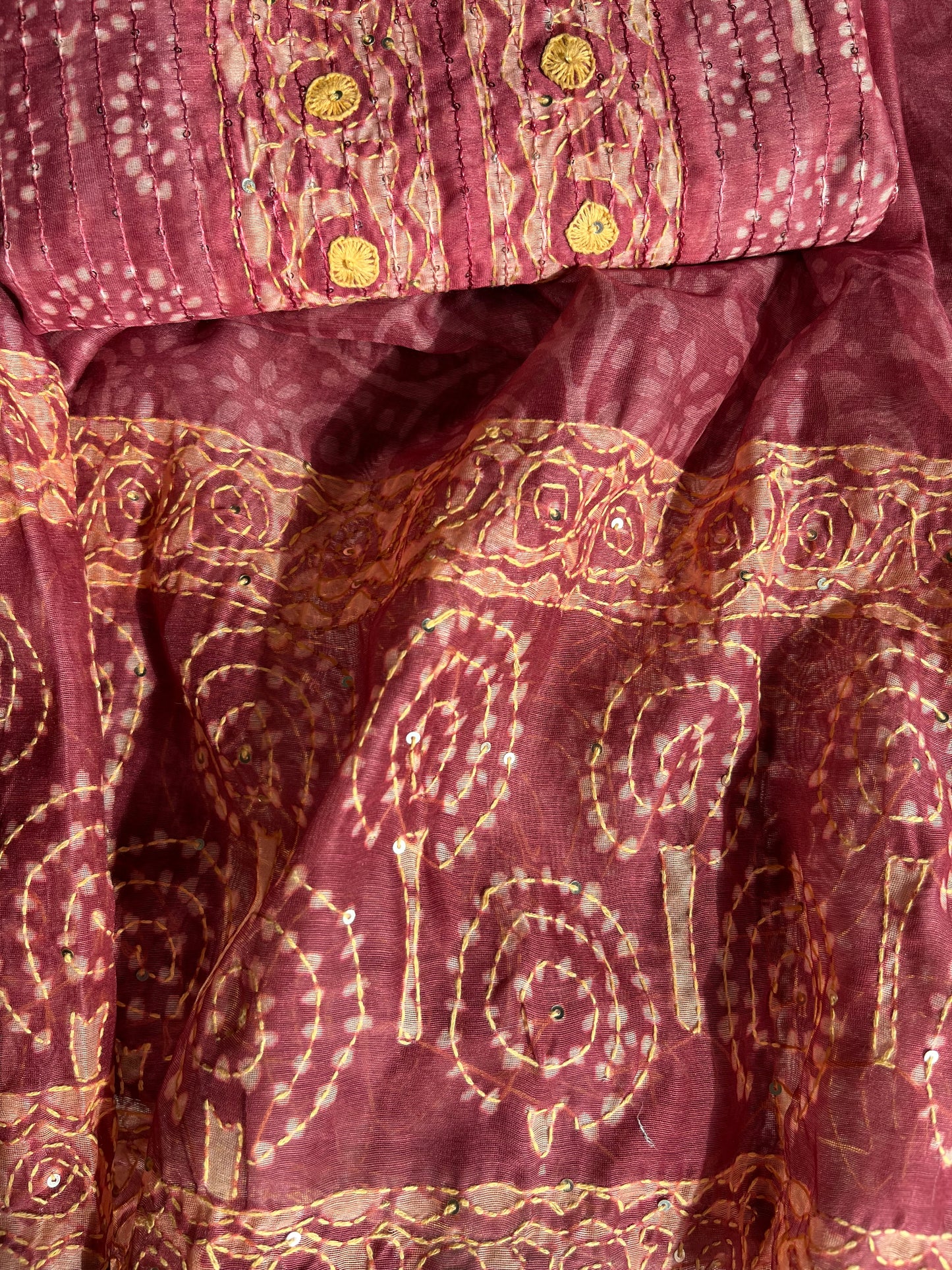 Maheshwari Kantha work Unstitched suit