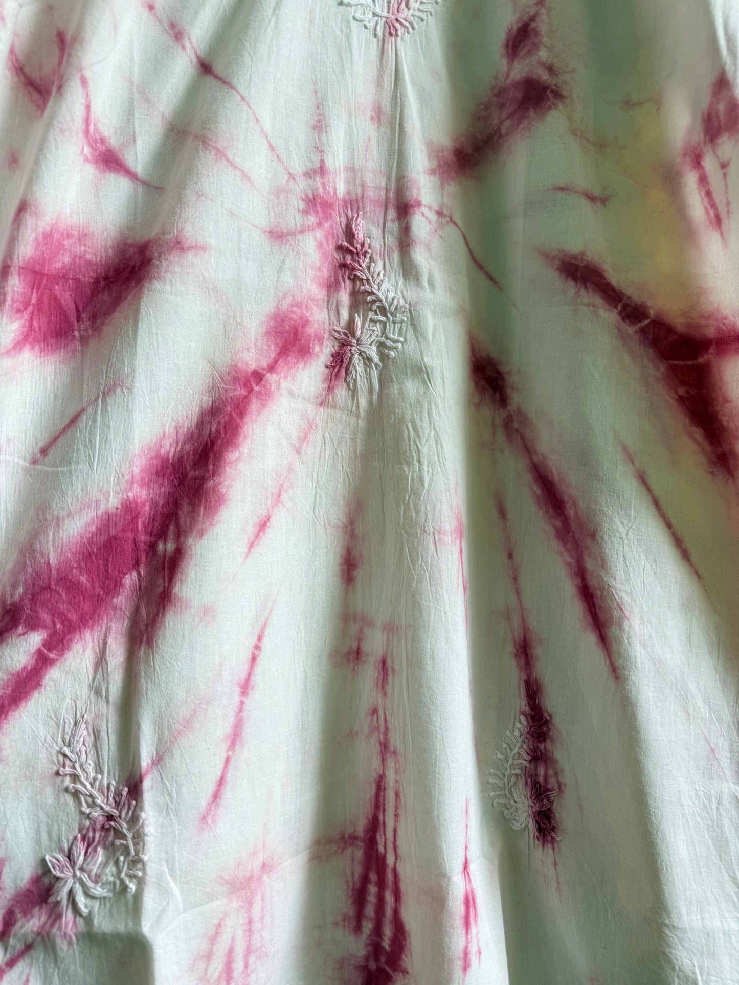 Tie dye Mulmul cotton chikankari kurta