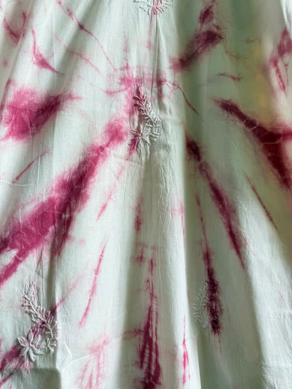 Tie dye Mulmul cotton chikankari kurta