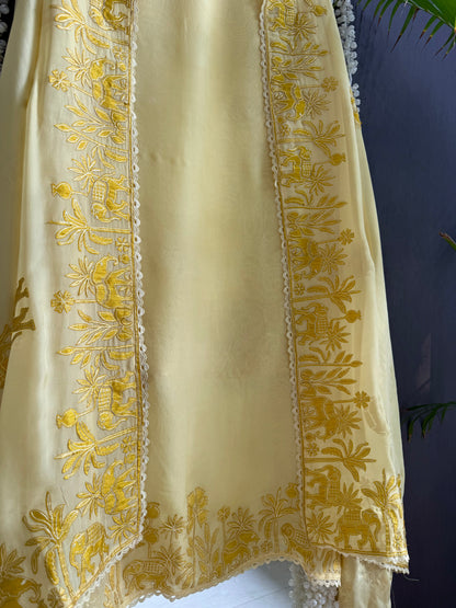 Organza appliqué work elephants suit