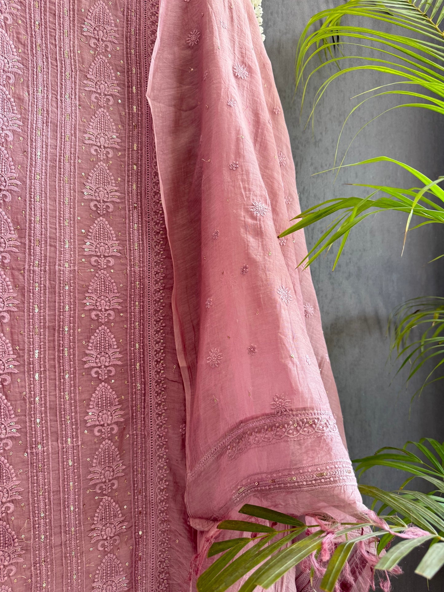 Luxurious Mul chanderi lucknowi handwork suit