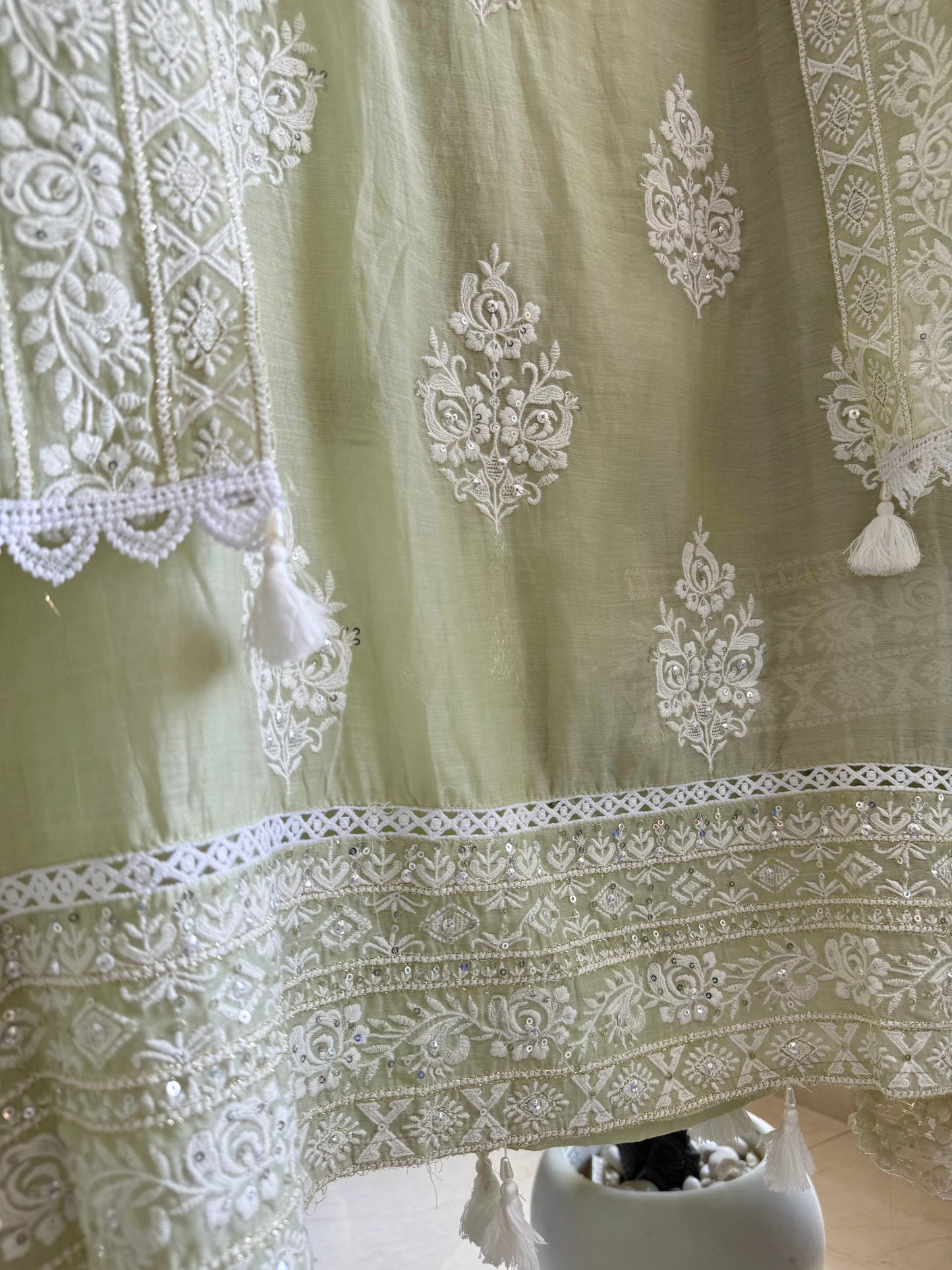 Luxurious Mul chanderi lucknowi handwork suit