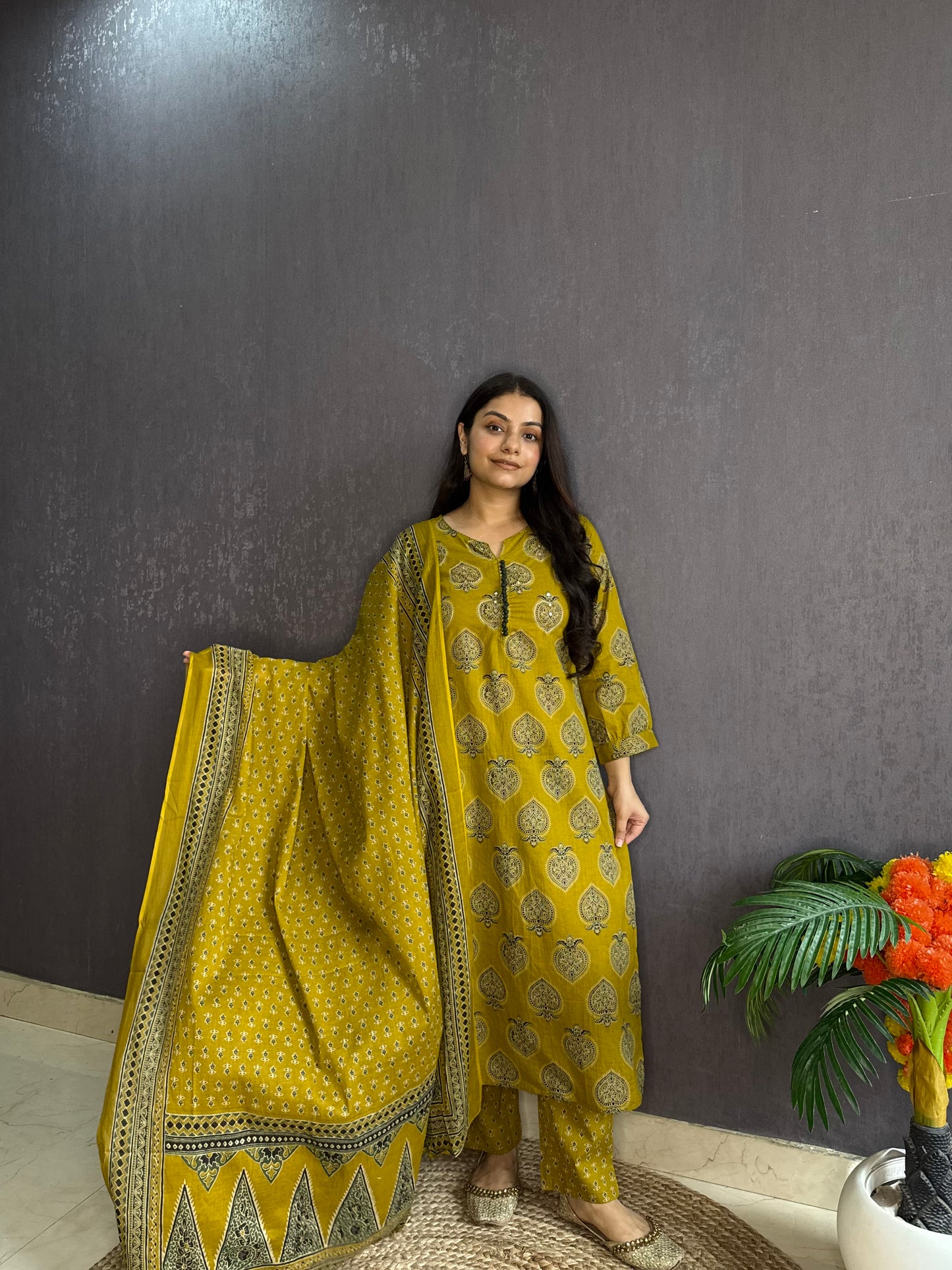 Pure cotton anaar ajrakh print suit set
