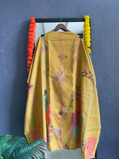 Linen peacock handwork suit