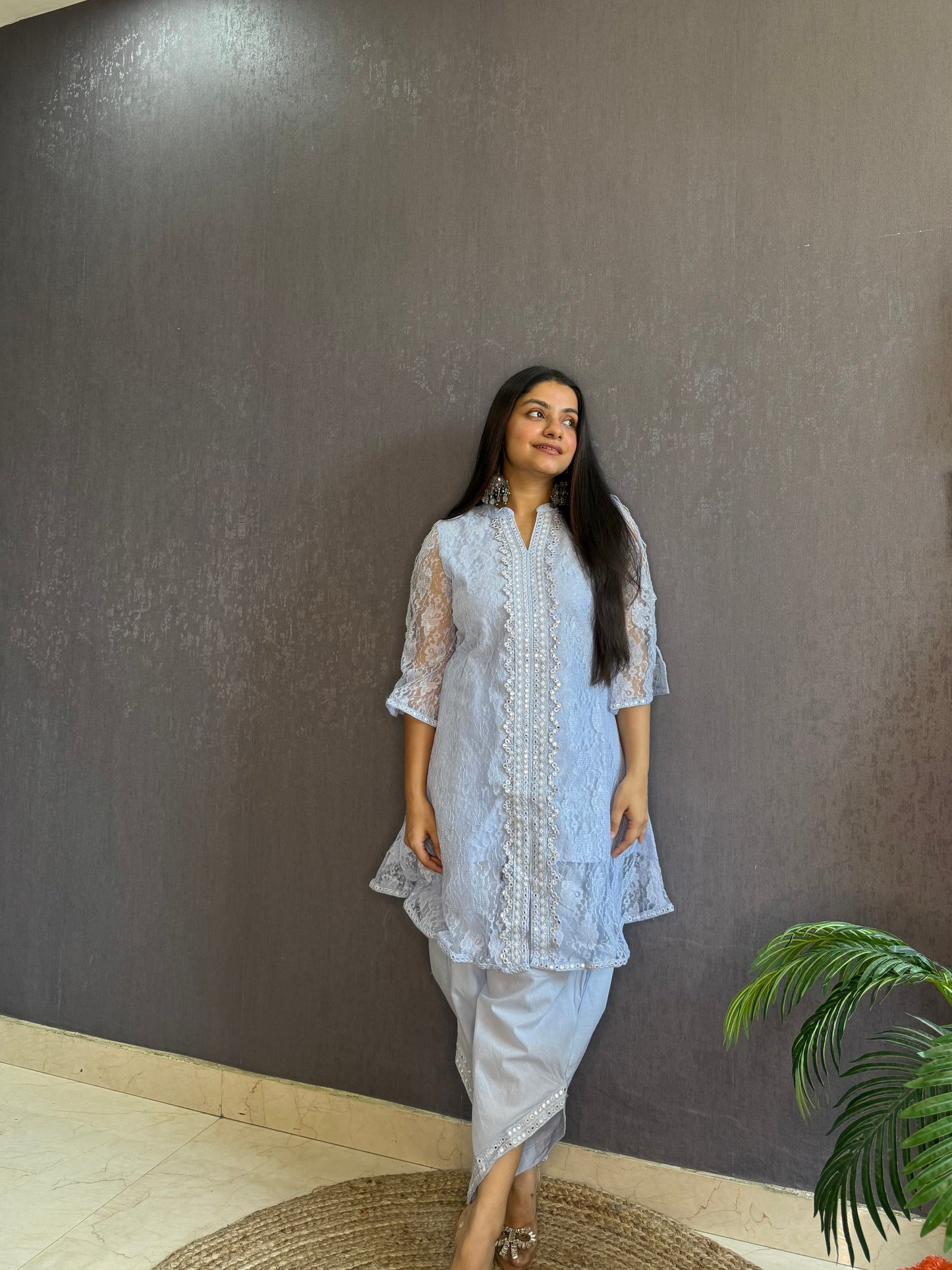 Pure cotton lace work coord