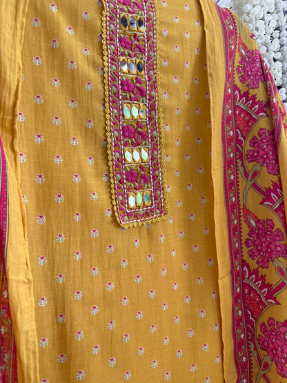 Mulmul cotton bougainvillea suit