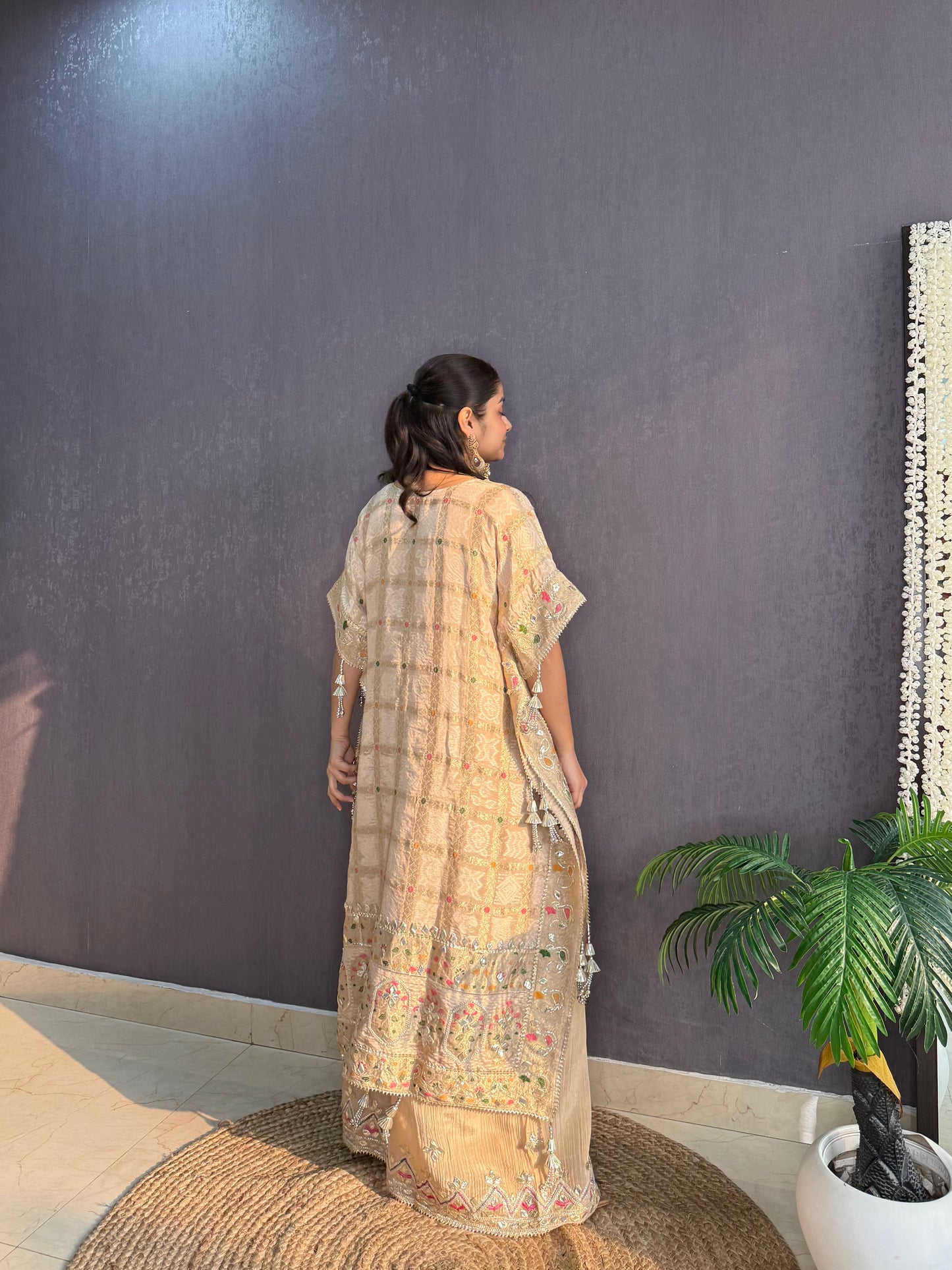 Luxurious gharchola bandhej kaftan set
