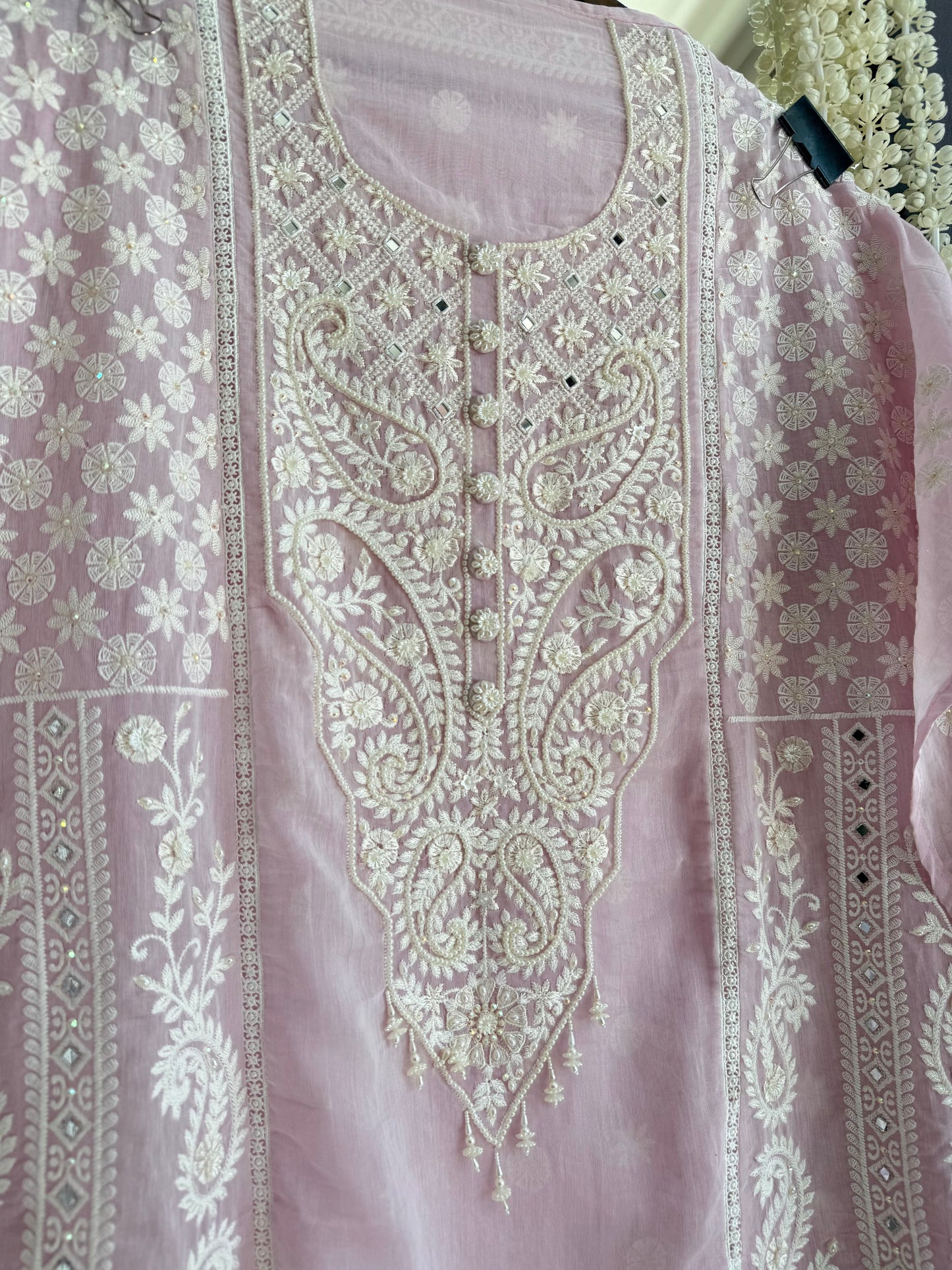 Luxurious Mul chanderi lucknowi handwork suit