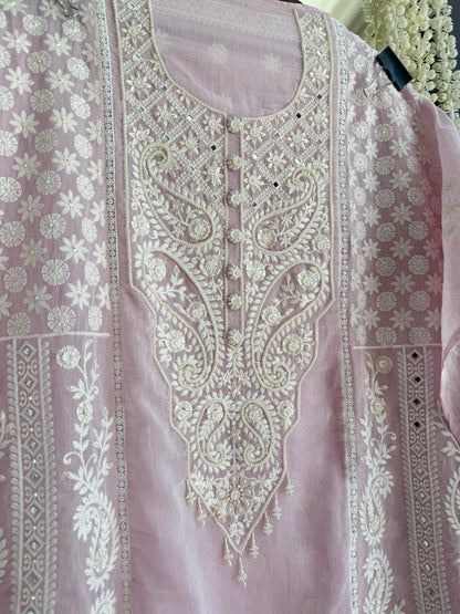 Luxurious Mul chanderi lucknowi handwork suit