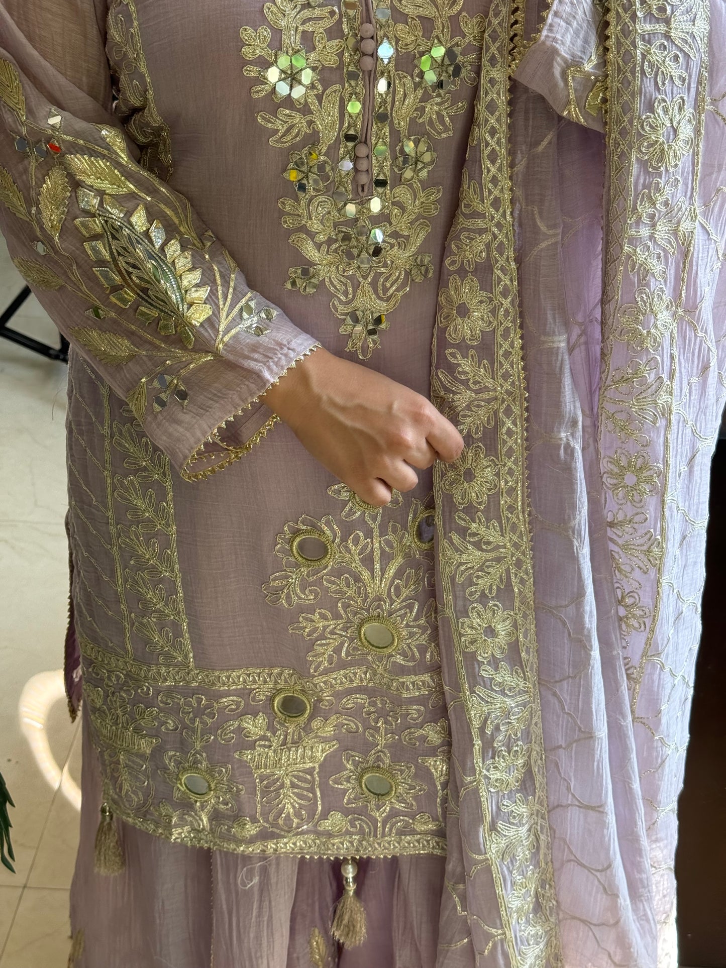Luxurious mul cotton gotapatti sharara set