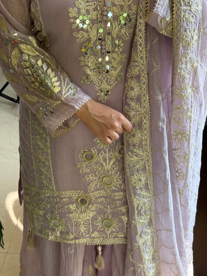 Luxurious mul cotton gotapatti sharara set