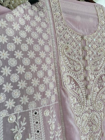 Luxurious Mul chanderi lucknowi handwork suit