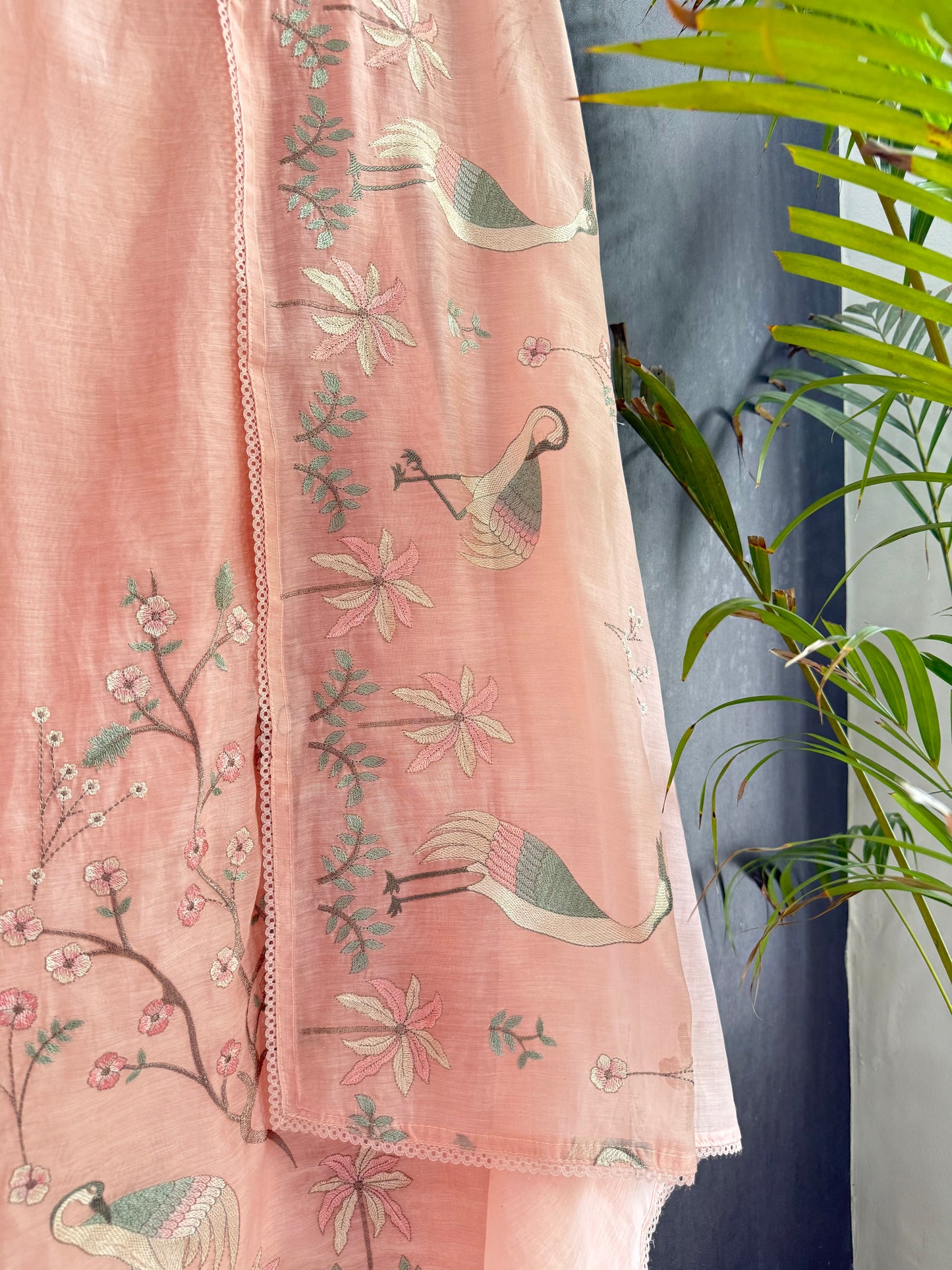 Luxurious Mul chanderi flamingos suit