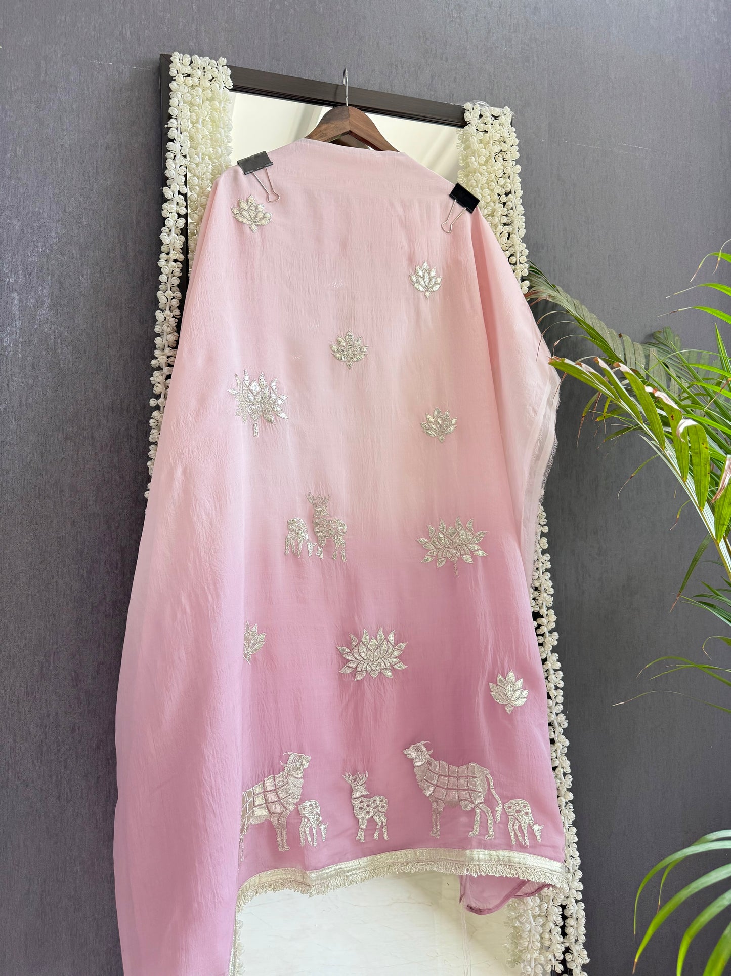 Luxurious organza gota appliqué work suit