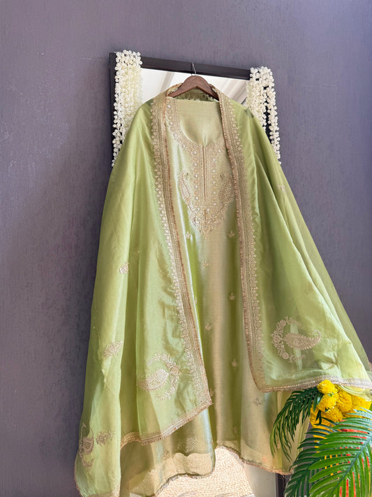 Luxurious Tissue silk aari work suit