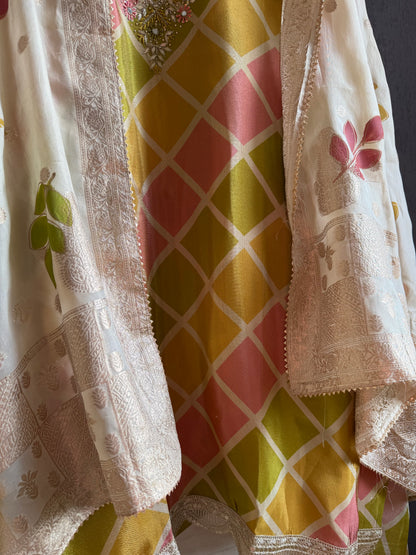 Handpainted Benarsi handwork suit