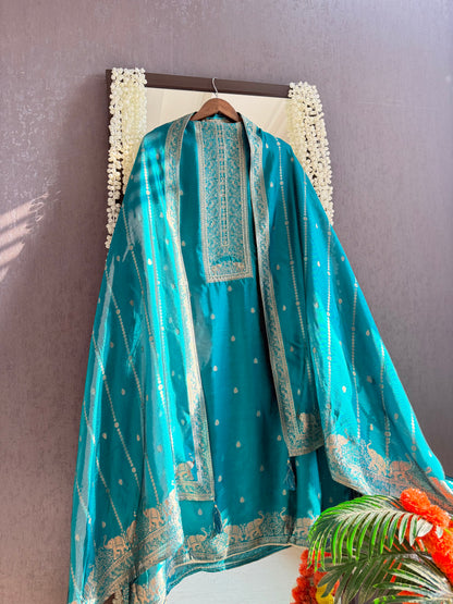 Resham elephant Benarsi silk suit