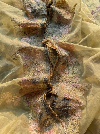 Premium tissue linen silk hand embroidered suit