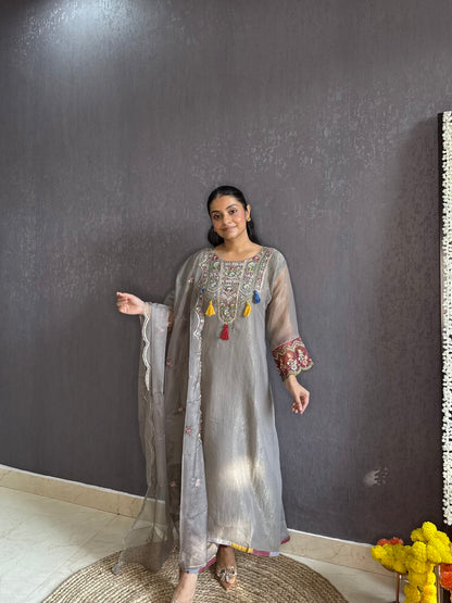 Tissue silk Handwork suit set