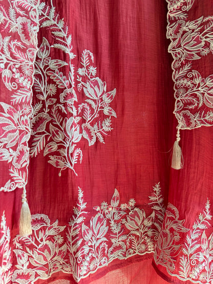 Luxurious aari work Mul chanderi suit