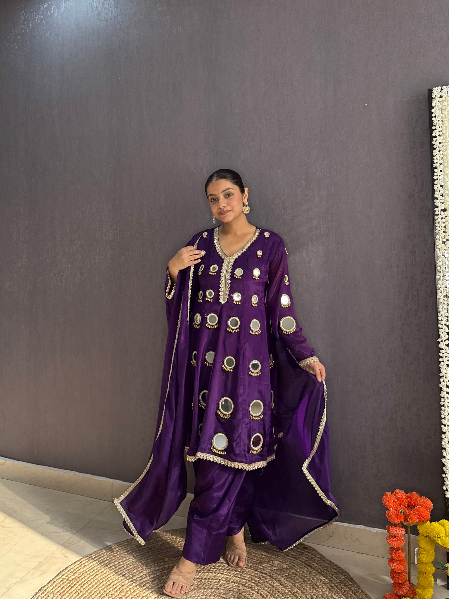 Luxurious mirrorwork farshi salwar set