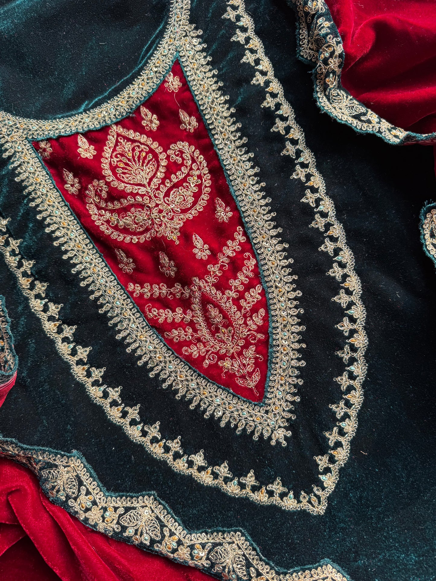 Velvet  marori aari work suit
