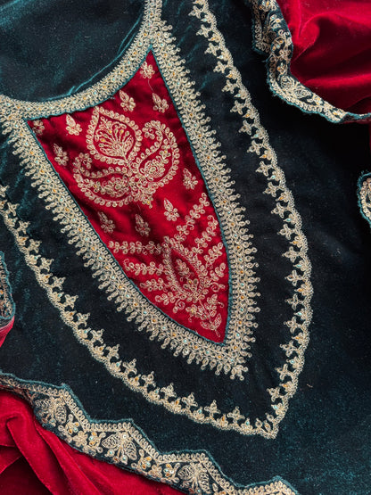Velvet  marori aari work suit