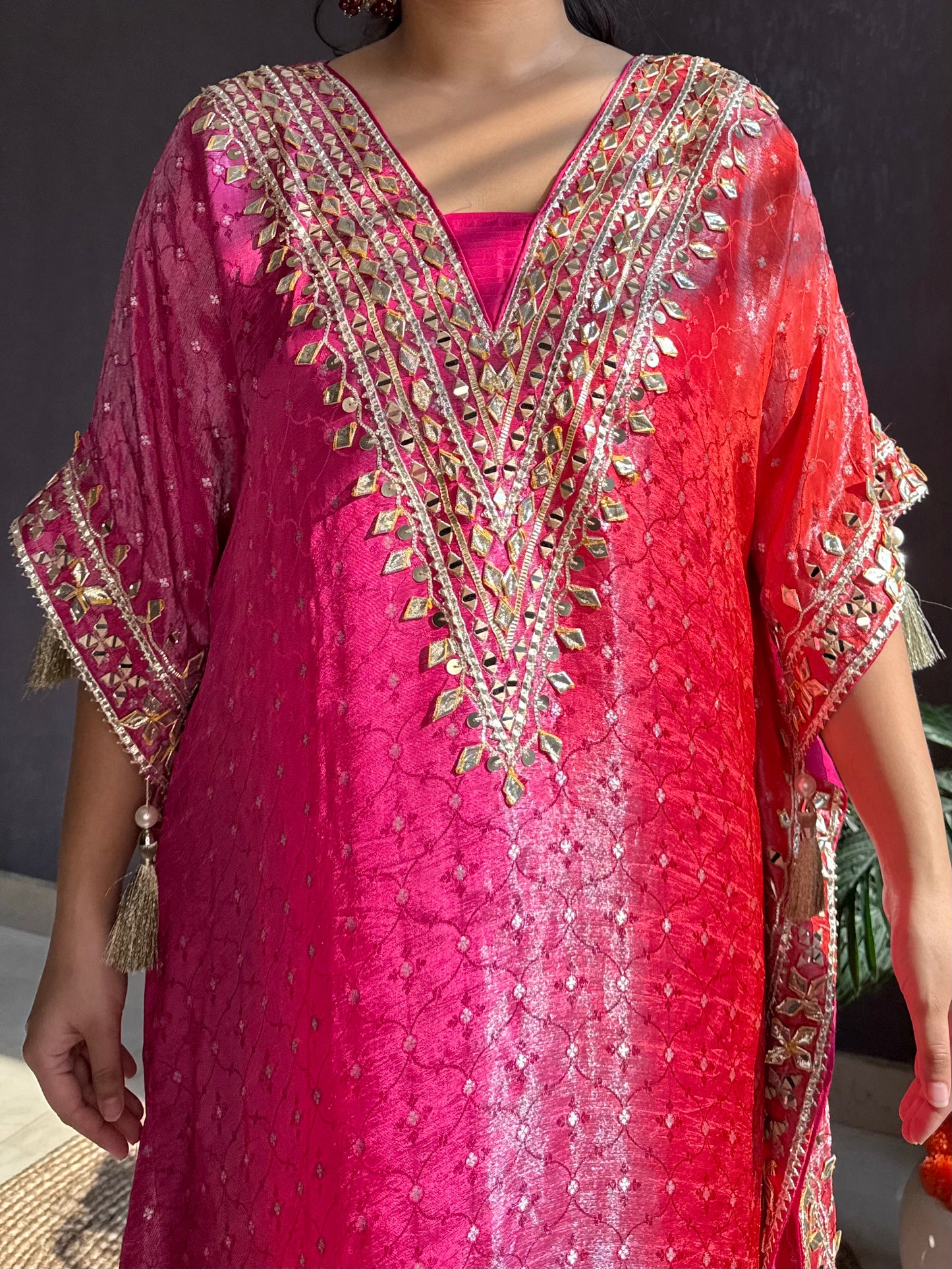 Luxurious ombré kaftan gotapatti set