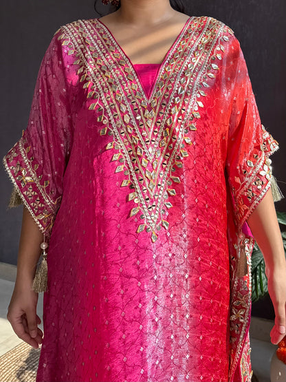 Luxurious ombré kaftan gotapatti set