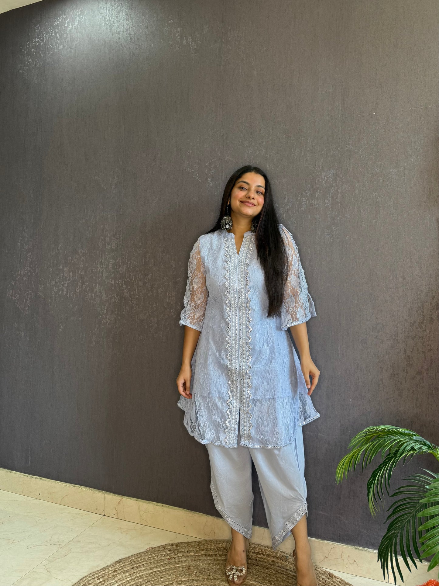 Pure cotton lace work coord