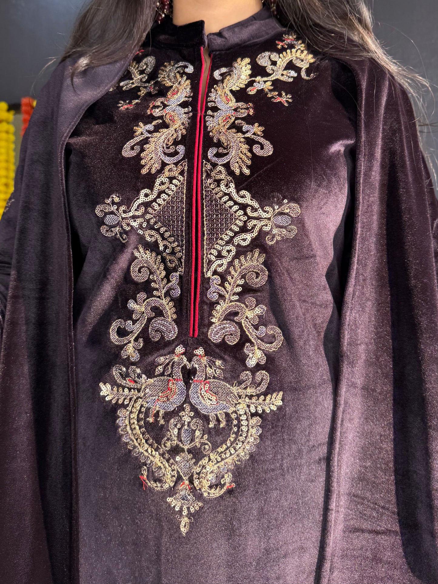 Velvet Handwork Shawl set