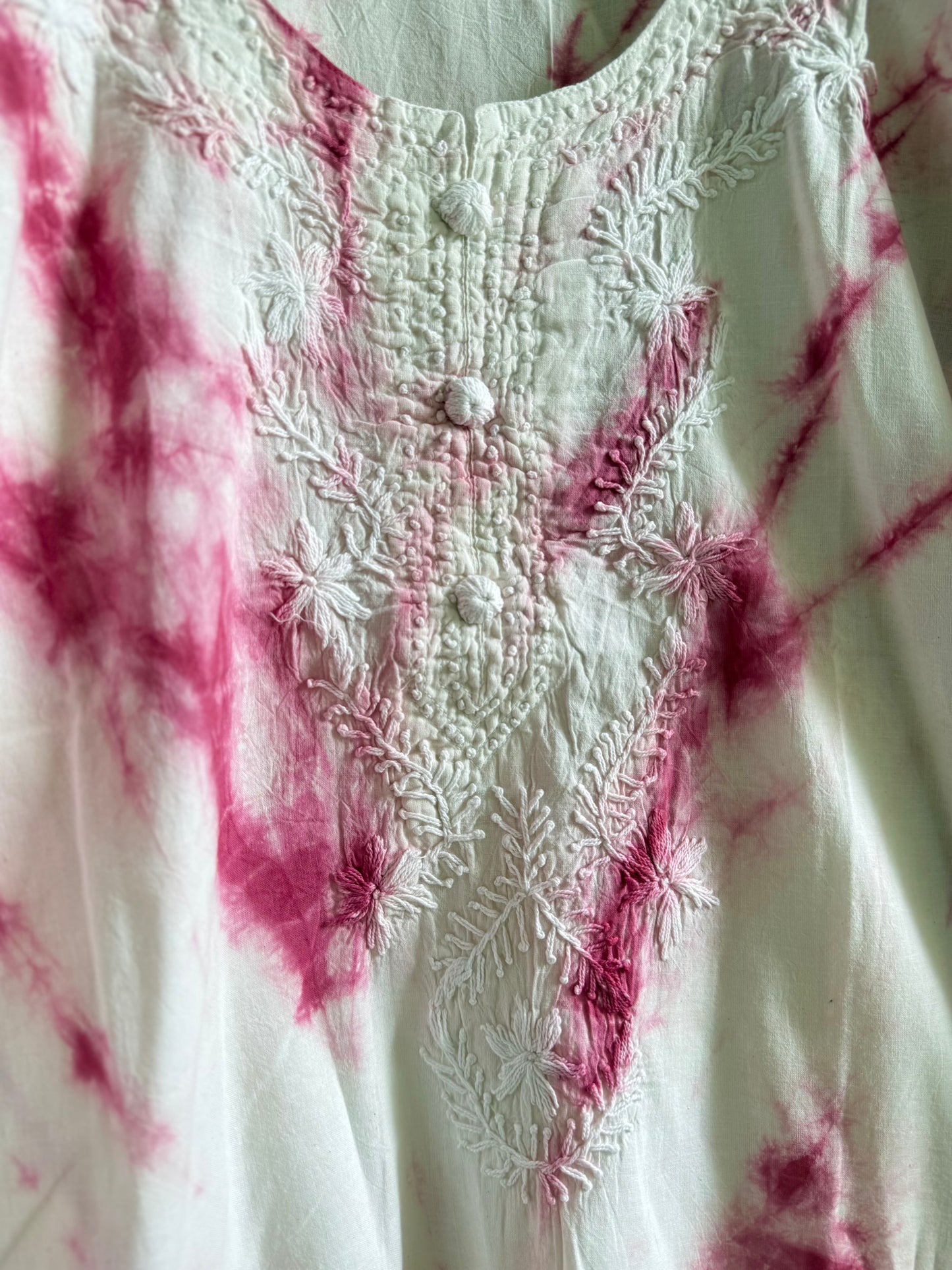Tie dye Mulmul cotton chikankari kurta