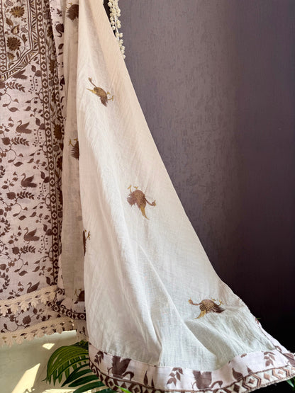 Luxurious Mul chanderi swans suit